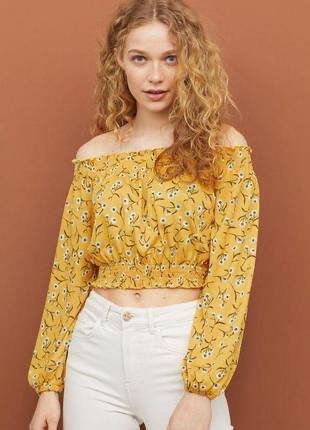 Блуза с открытыми плечами, топ H&M 4