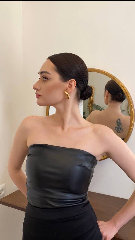 Укороченный топ и юбка-шорты из кожзама 4