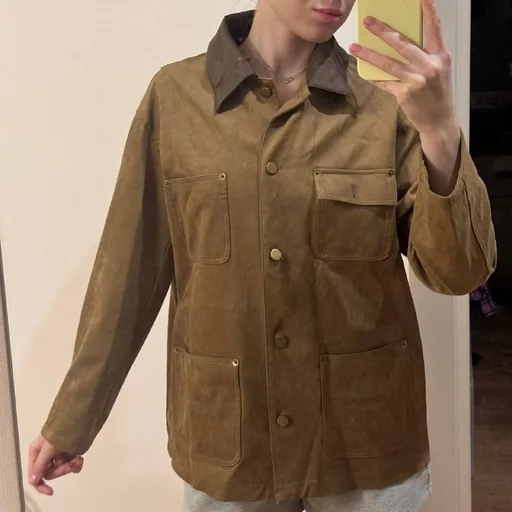 Тёплая рубашка в клетку, укороченная куртка Zara, коричневая куртка