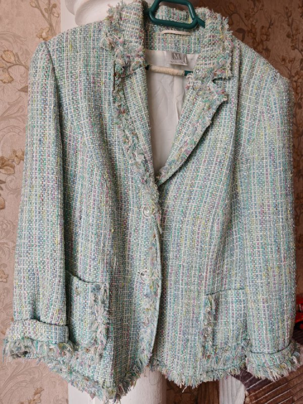 Твидовый пиджак голубой размер 50 2