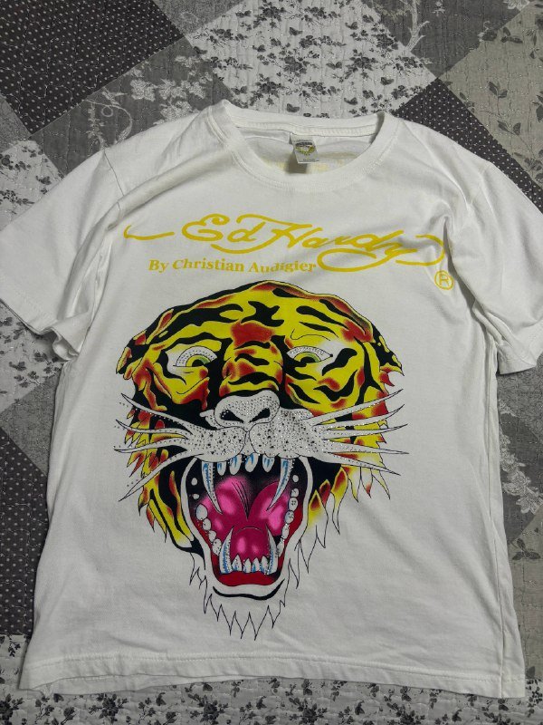 Футболка Ed Hardy белая с тигром размер L