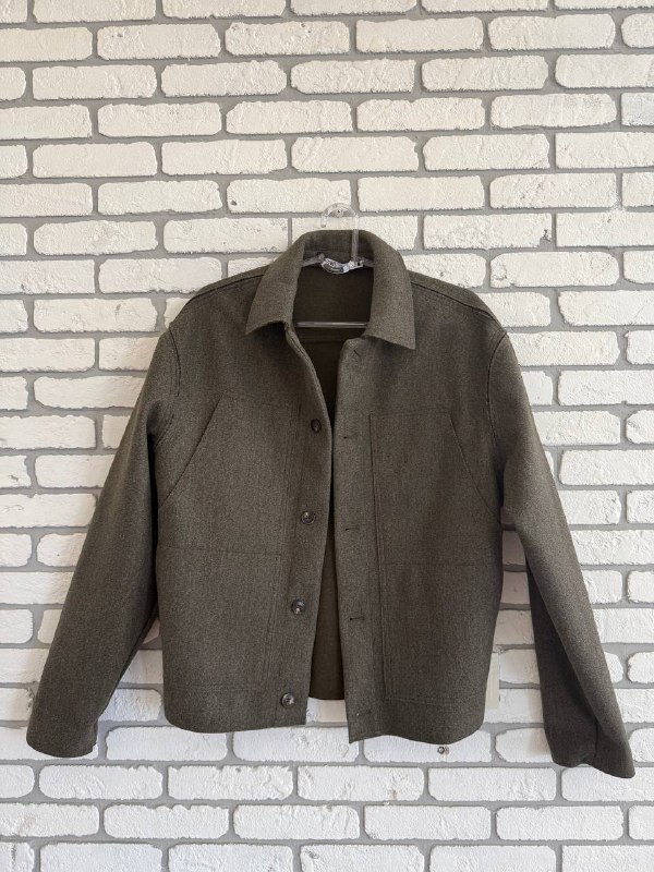 Зимняя куртка Zara, куртка-рубашка Zara, куртка из смесовой шерсти, чёрное пальто Zara 2