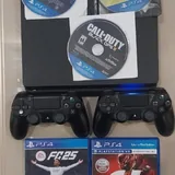 PS4 Slim 1TB, 2 геймпада, 5 игр 1