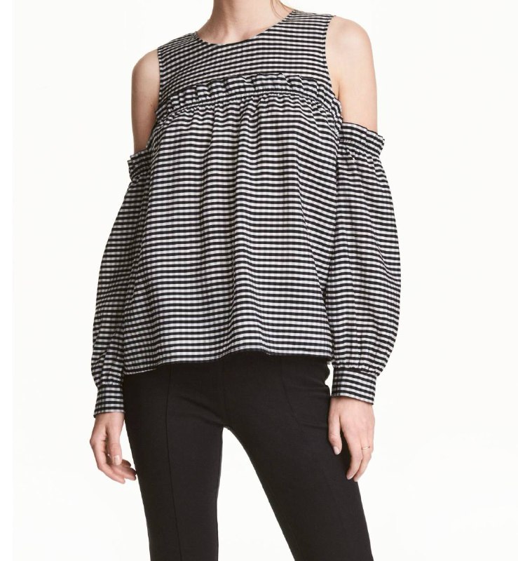 Блуза H&M черно-белая, размер 38, S-M 3