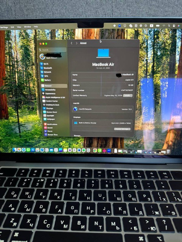 MacBook Air 13 M4 2025 года, 16/512, Sky Blue 2