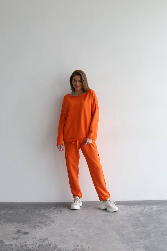 Оранжевый женский костюм из хлопка L-xl