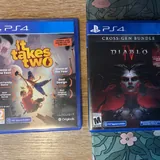 PS4 Slim 1TB, 2 геймпада, Diablo 4, It Takes Two 2