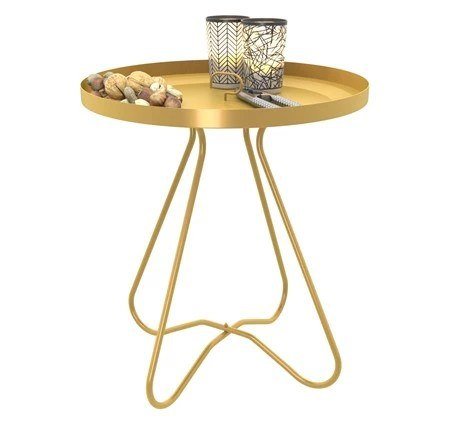 Металлический круглый кофейный столик золотой, серебряный