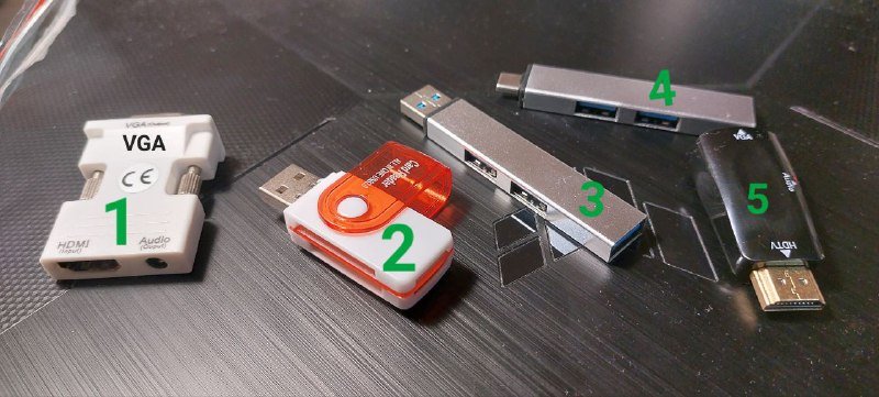 HDMI-VGA аудио адаптеры, USB хабы, переходники, флешка 100Гб, петличка, книга 3