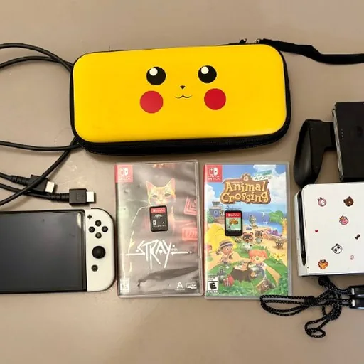 Nintendo Switch OLED, Stray, Animal Crossing, кейс, HDMI, Joy-Con