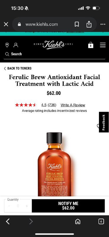 Kiehl’s Retinol Night Serum, Ferulic Brew Facial Essence 5