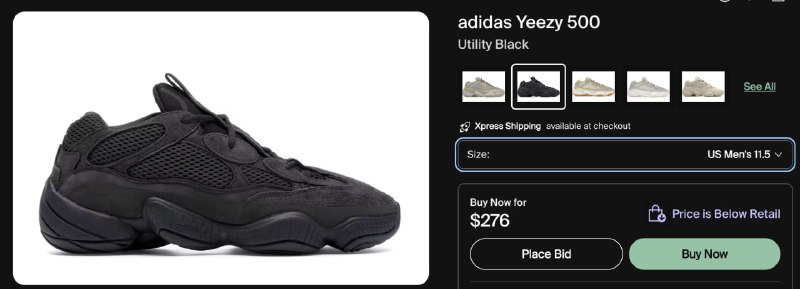 кроссовки Adidas Yeezy 500 Utility Black мужские 6