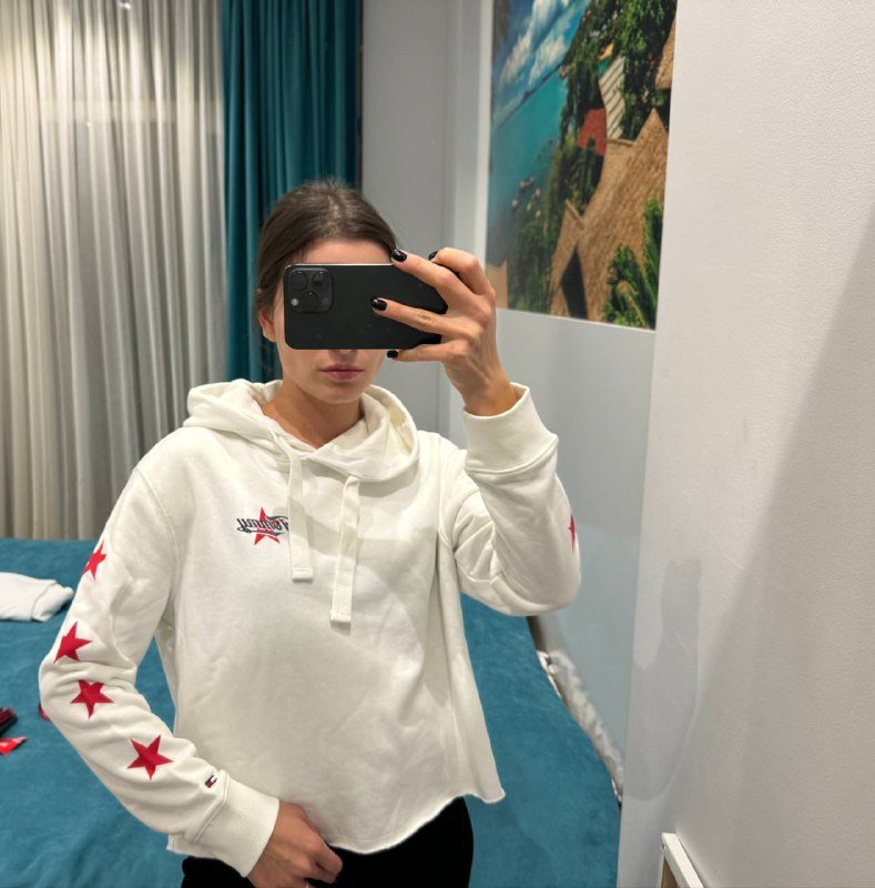 Женская белая толстовка Tommy Jeans с капюшоном размер S 7