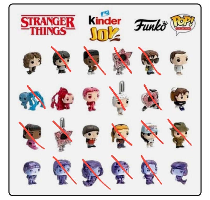 Фигурки повторки из киндера Stranger Things