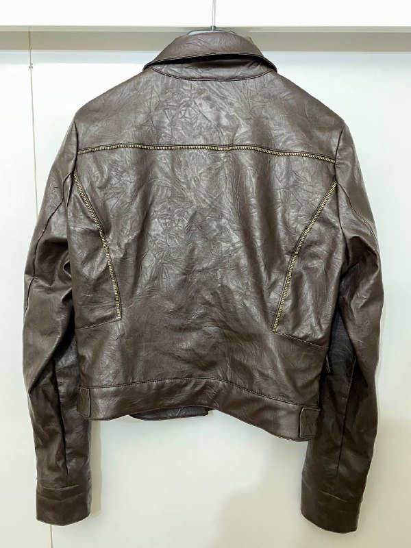 Кожанка женская коричневая размер XS 3