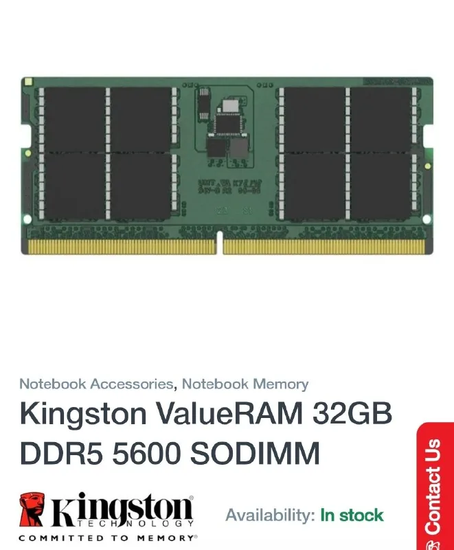 Laptop RAM 32GB DDR5 5600