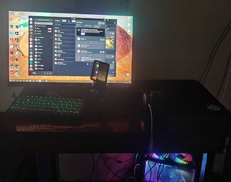 Компьютер с RTX 3060ti, монитор ASUS 24" 144Hz, клавиатура, мышь, гарнитура, микрофон