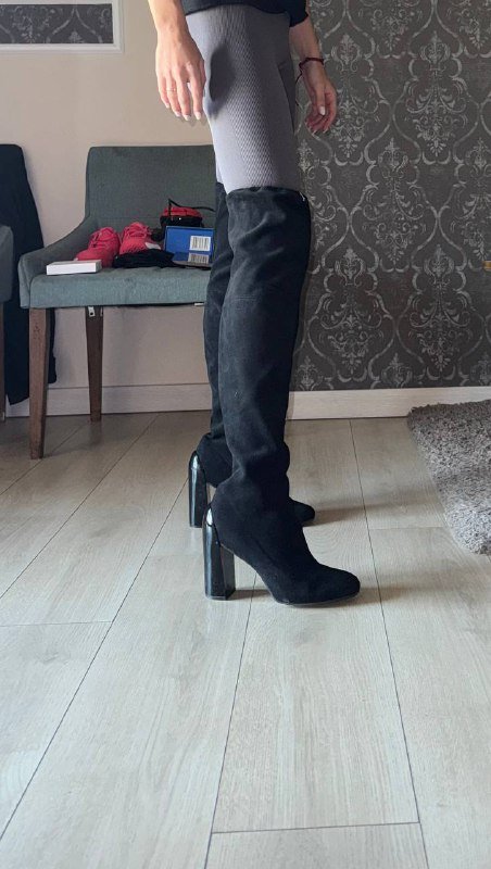 Сапоги ботфорты Hermes из натуральной замши 5