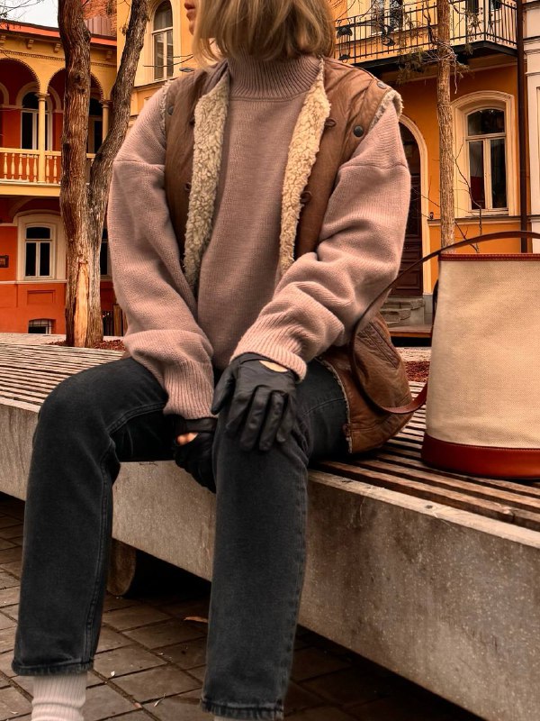 Пальто-пиджак в клеточку, жилетка 5