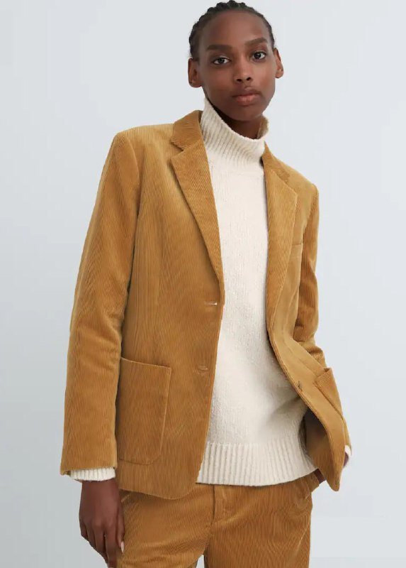 Вельветовый пиджак и брюки женский костюм UNIQLO 3