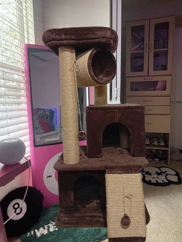 Когтеточка для кошек с домиками, туннелем и лежанкой 2