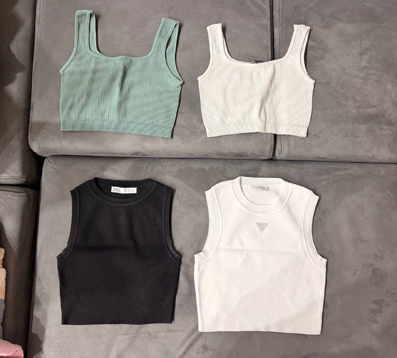 Топы Zara XS-S зеленый белый, Zara черный S, Guess