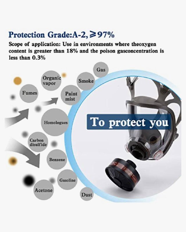 Противогаз силиконовый полно-лицевой с карбоновым фильтром 5