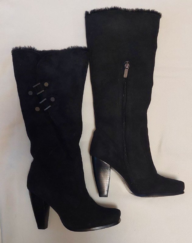 Сапоги из натуральной замши с мехом 36-37 размер