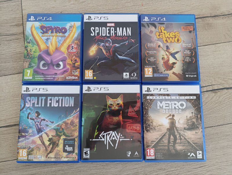 Spyro, Spider-Man Miles Morales, It takes two, Split Fiction, Stray, Metro Exodus игры для PS4/PS5