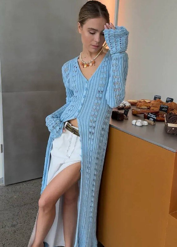 кардиган длинный вязаный 3