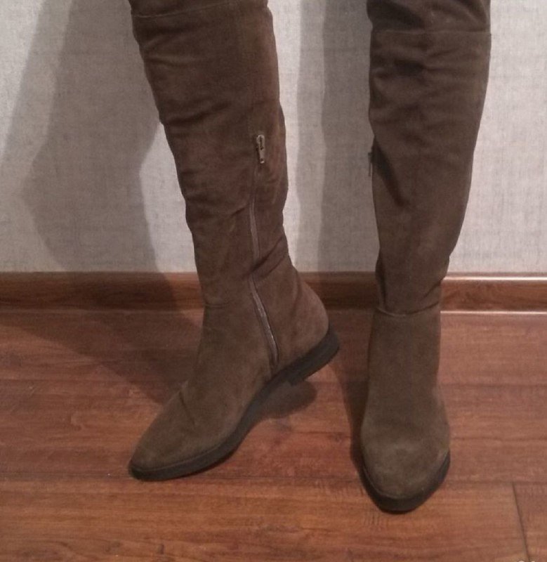 Сапоги ботфорты из натуральной кожи замша размер 39 новые
