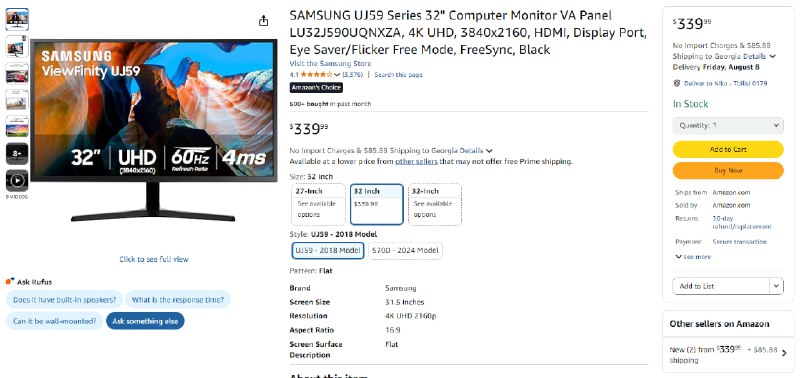 Samsung ViewFinity 32 4K 10 Bit монитор 4
