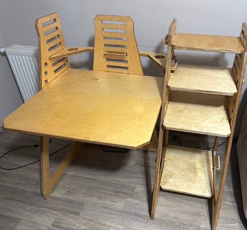 Модульный деревянный стол-трансформер HOMFESK с модулем стеллаж 2