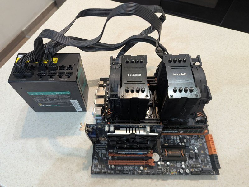 Комплект для компьютера Xeon e5-2678v3, Huananzhi x99-f8d, 128GB RAM, SSD 2TB, блок питания, кулеры, видеокарта, UPS 360Вт 2