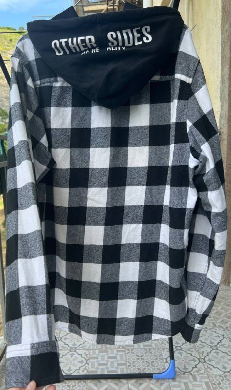 Мужское пальто, рубашка клетчатая hm, рубашка клетчатая черно-белая 7