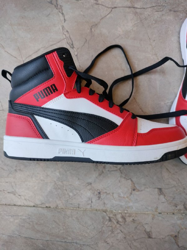 Кроссовки Puma Rebound V6 Mid чёрные с белым размер 41 2