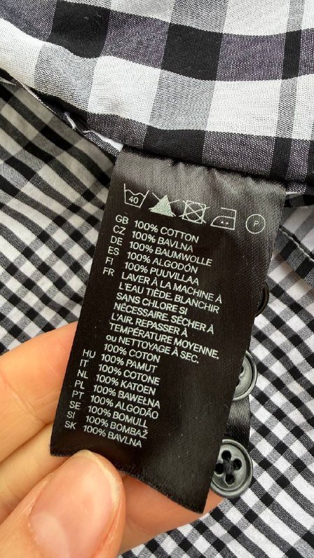 Рубашка мужская H&M L черно-белая клетка 5