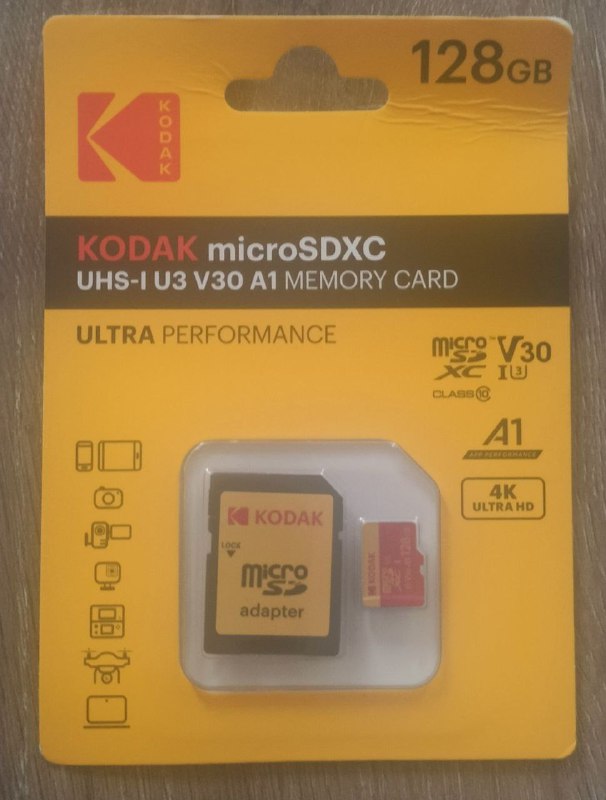 Карта памяти Kodak Micro SD 128 ГБ класс 10 UHS-1 U3 V30 A1