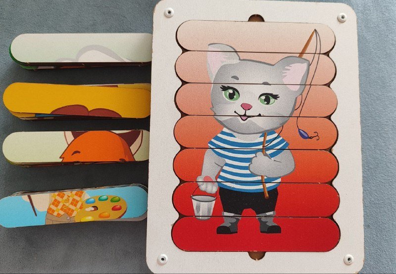 Пазлы-палочки деревянные, 5 рисунков