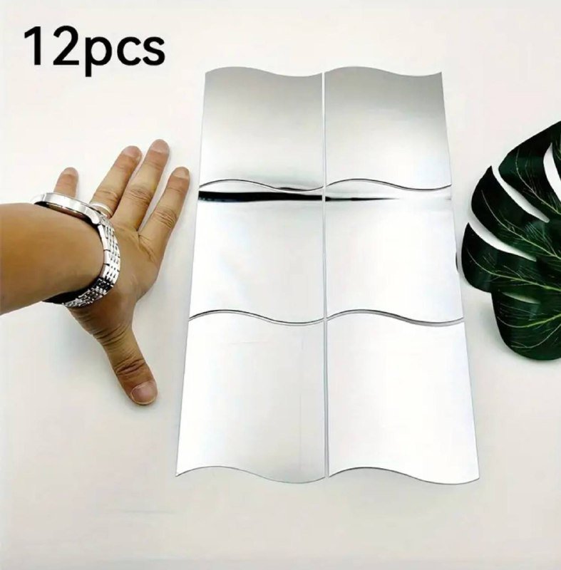 12 шт зеркальные наклейки на стену в форме волн 2