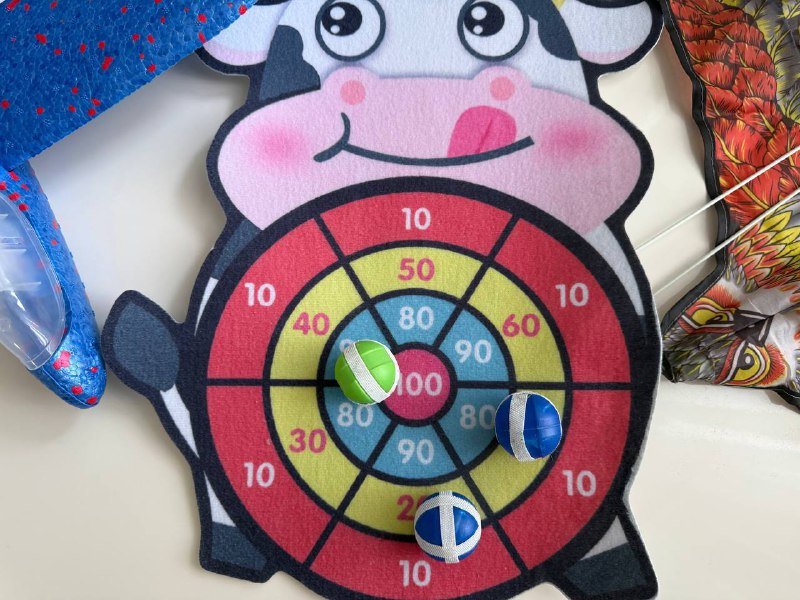 5 детских игр тарелка, воздушный змей, самолет, перчатки с мячиком, детский дартс 2