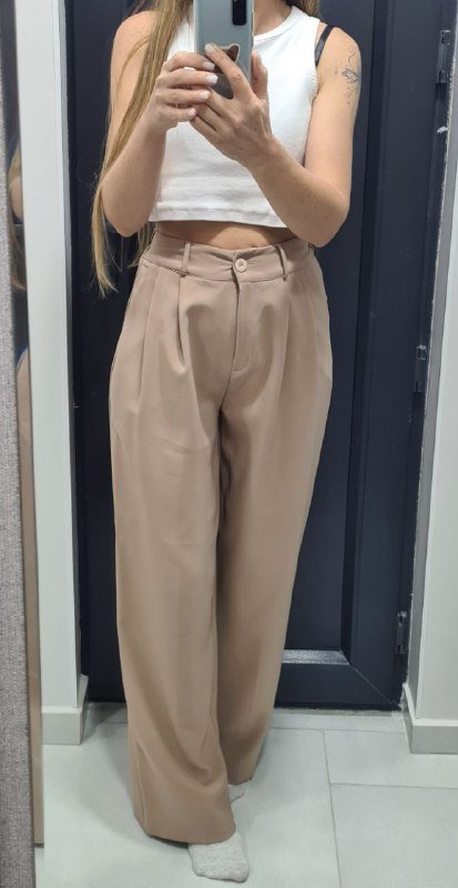 Песочные брюки палаццо женские размер S 2