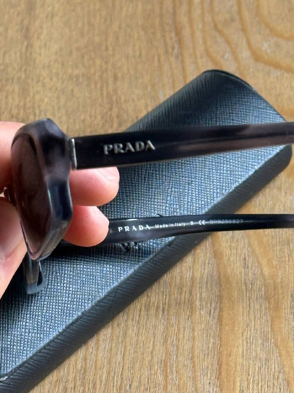 Prada Smoke Gray Wood Grain Blue Eyeglasses 3
