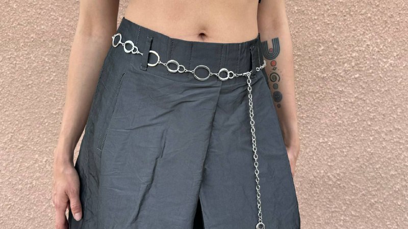 Silver skirt with belt Size S 3