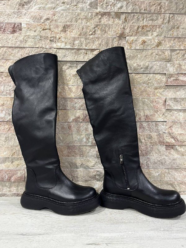 Новые кожаные сапоги ниже колена женские 40 размер 2