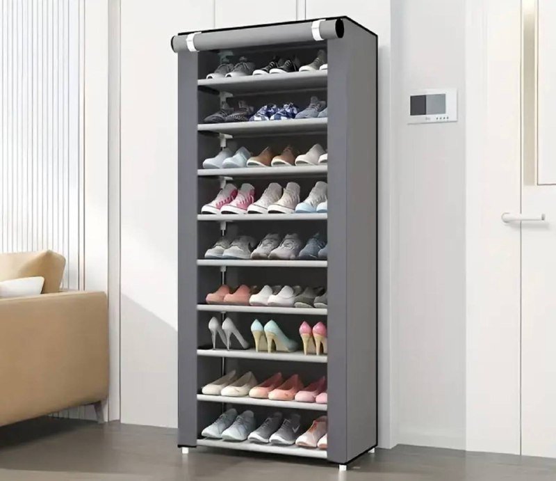 10 ярусная полка для обуви со съемным пылезащитным чехлом 4