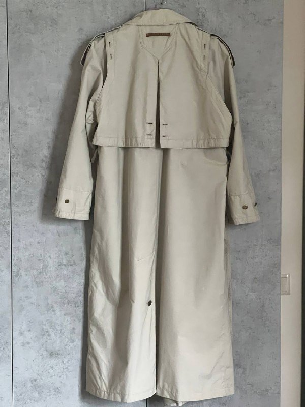 Винтажный плащ тренч макси р.44 из влагостойкой ткани 2
