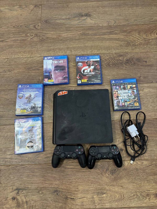 PlayStation 4 slim, игры, джойстики, зарядное