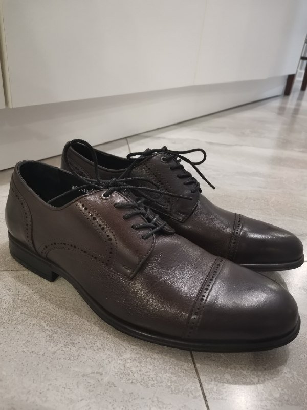 Мужские классические туфли дерби броги из натуральной кожи