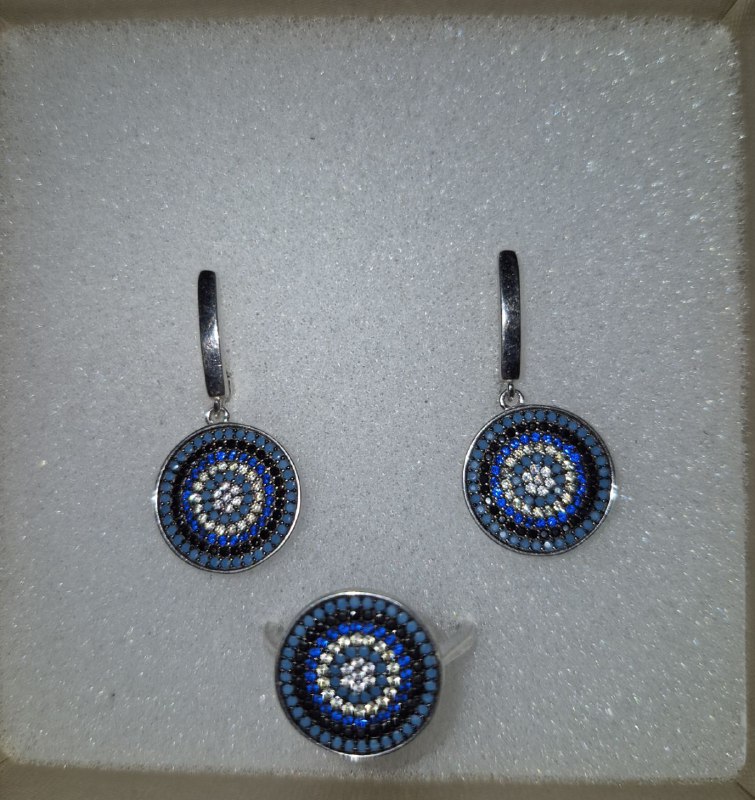 Silver earrings and ring set